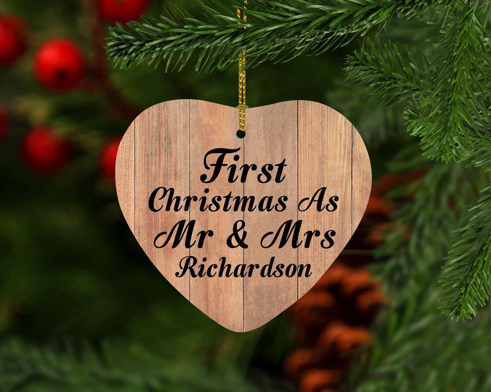First Christmas As Mr & Mrs Richardson - Heart Ornament C