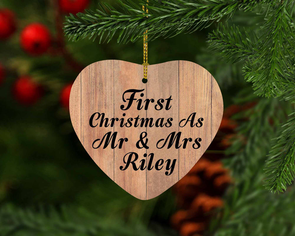 First Christmas As Mr & Mrs Riley - Heart Ornament C