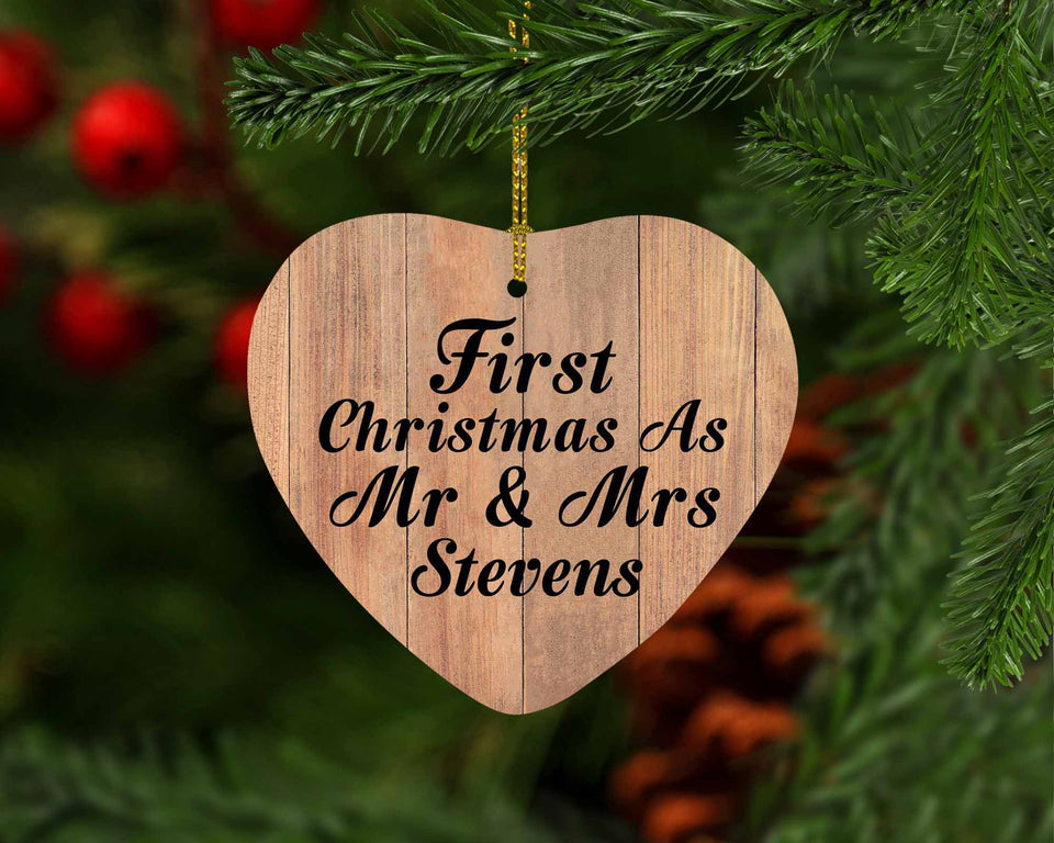 First Christmas As Mr & Mrs Stevens - Heart Ornament C