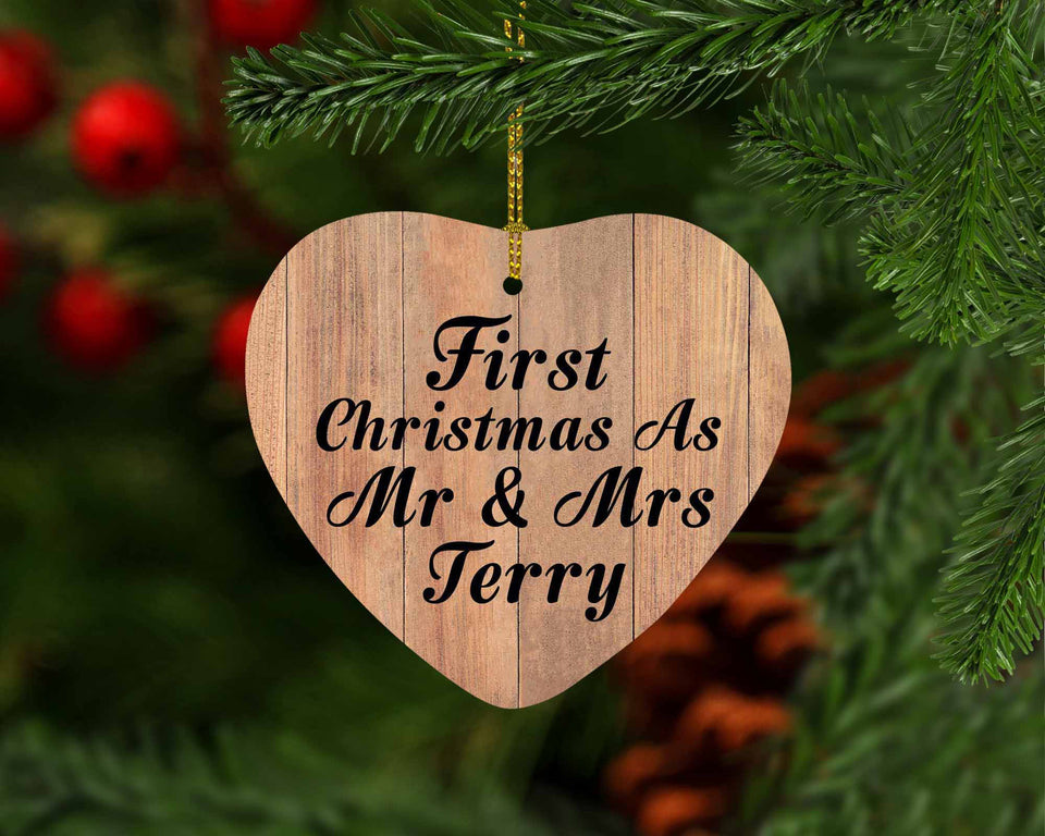 First Christmas As Mr & Mrs Terry - Heart Ornament C