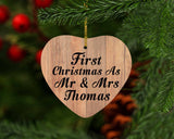 First Christmas As Mr & Mrs Thomas - Heart Ornament C