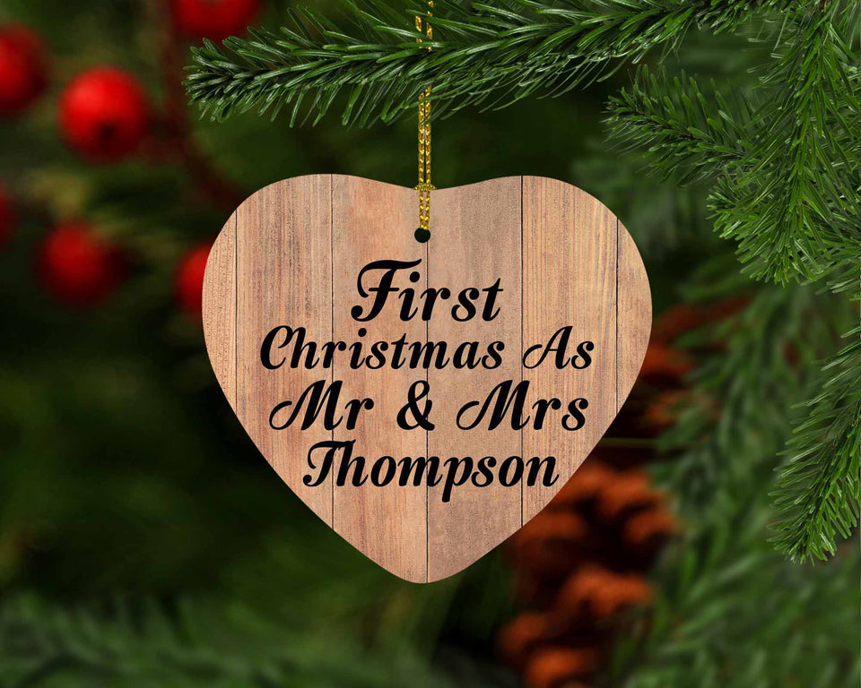 First Christmas As Mr & Mrs Thompson - Heart Ornament C