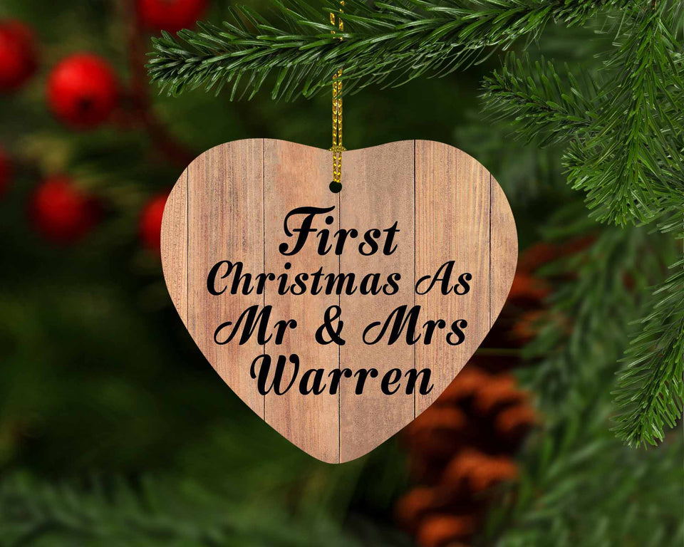 First Christmas As Mr & Mrs Warren - Heart Ornament C