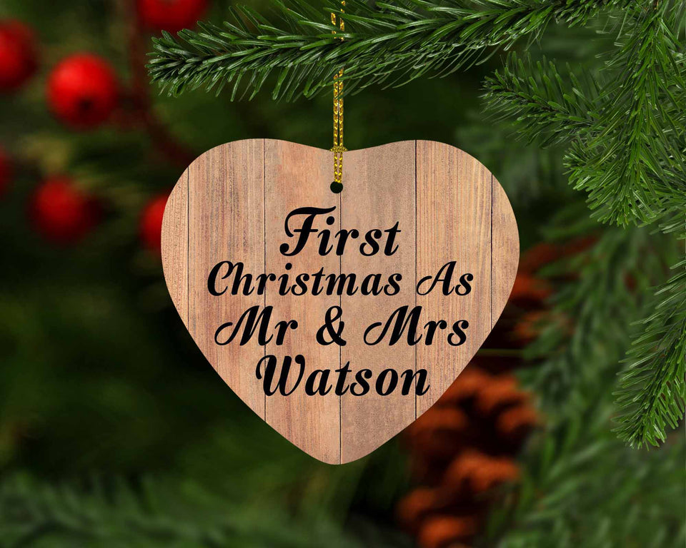 First Christmas As Mr & Mrs Watson - Heart Ornament C