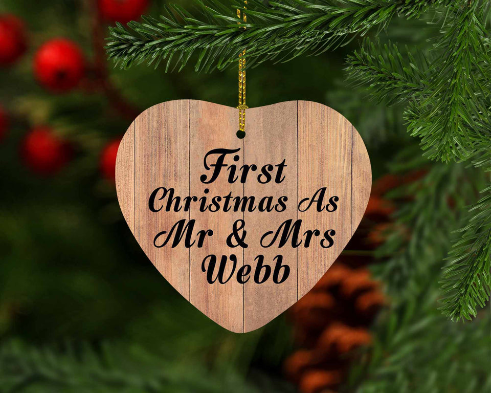 First Christmas As Mr & Mrs Webb - Heart Ornament C