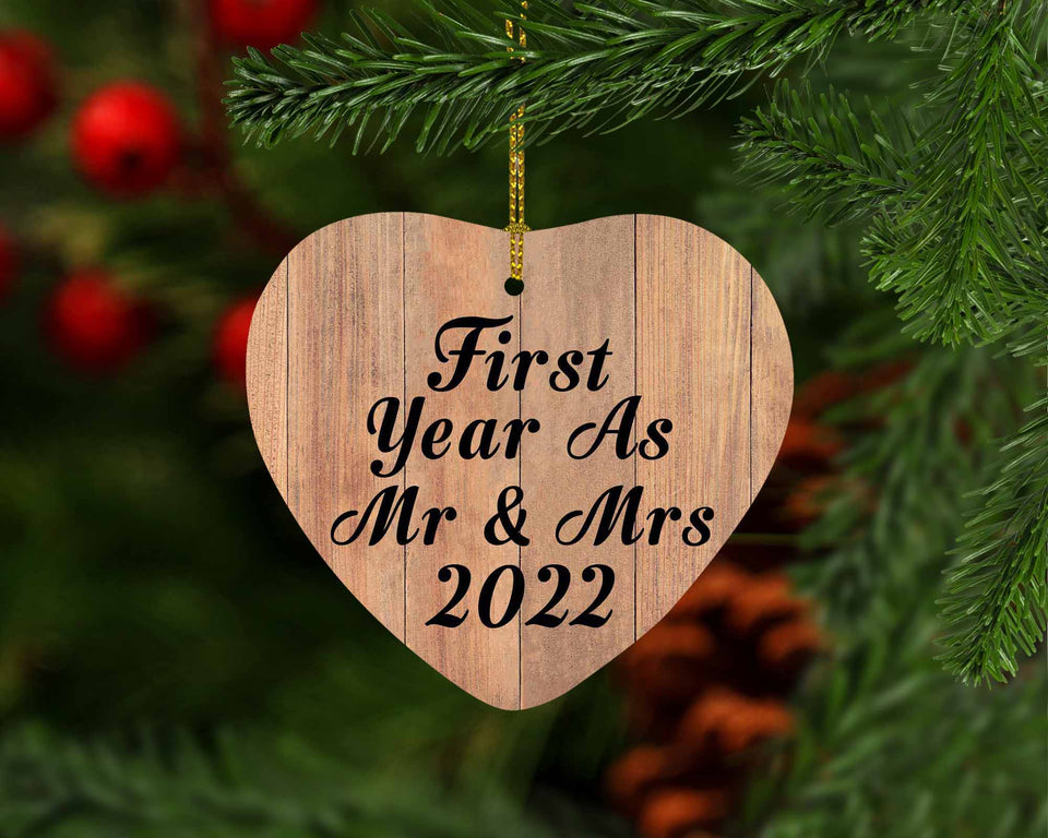 First Year As Mr & Mrs 2022 - Heart Ornament C