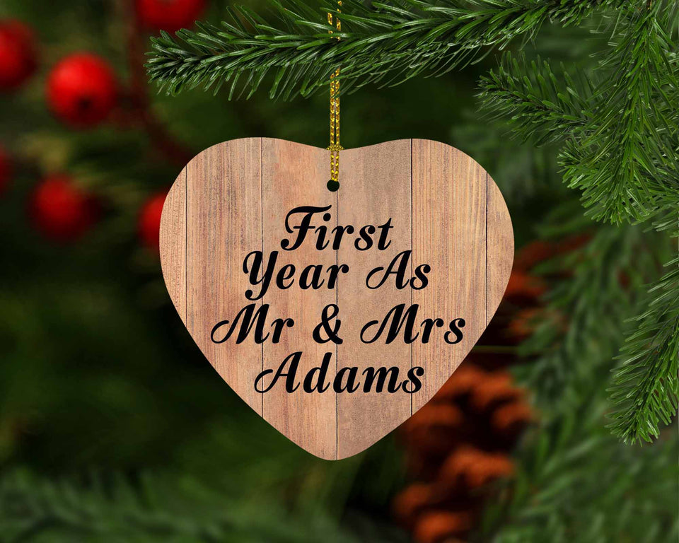First Year As Mr & Mrs Adams - Heart Ornament C