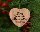 First Year As Mr & Mrs Armstrong - Heart Ornament C