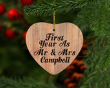 First Year As Mr & Mrs Campbell - Heart Ornament C