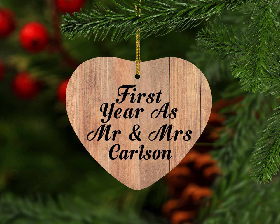 First Year As Mr & Mrs Carlson - Heart Ornament C