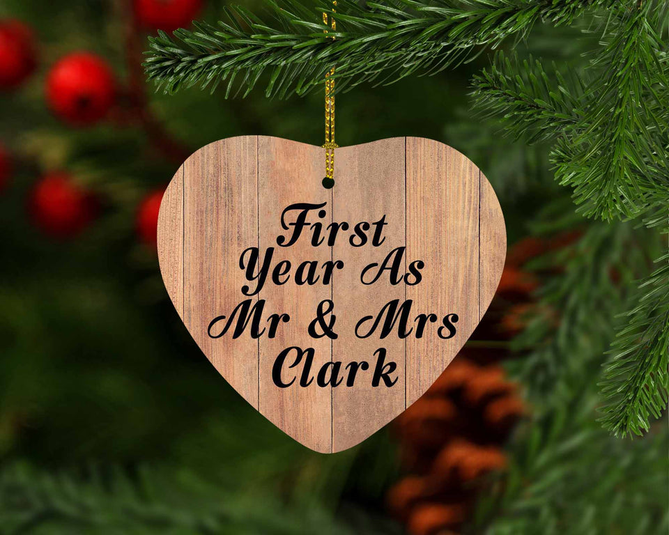 First Year As Mr & Mrs Clark - Heart Ornament C