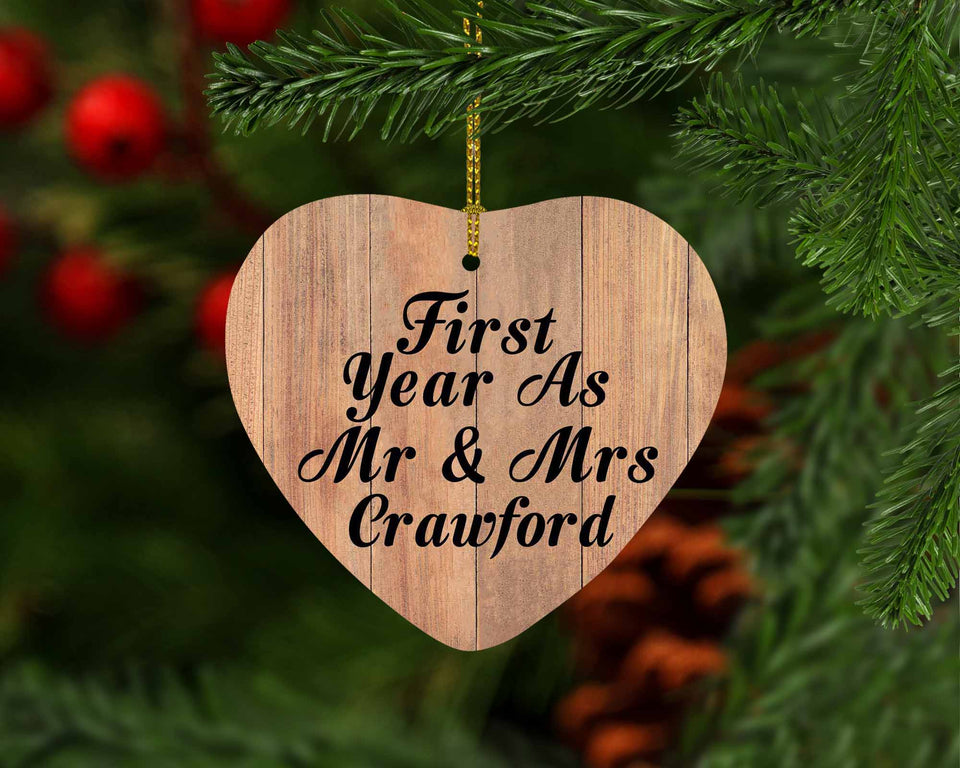First Year As Mr & Mrs Crawford - Heart Ornament C