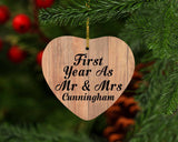 First Year As Mr & Mrs Cunningham - Heart Ornament C