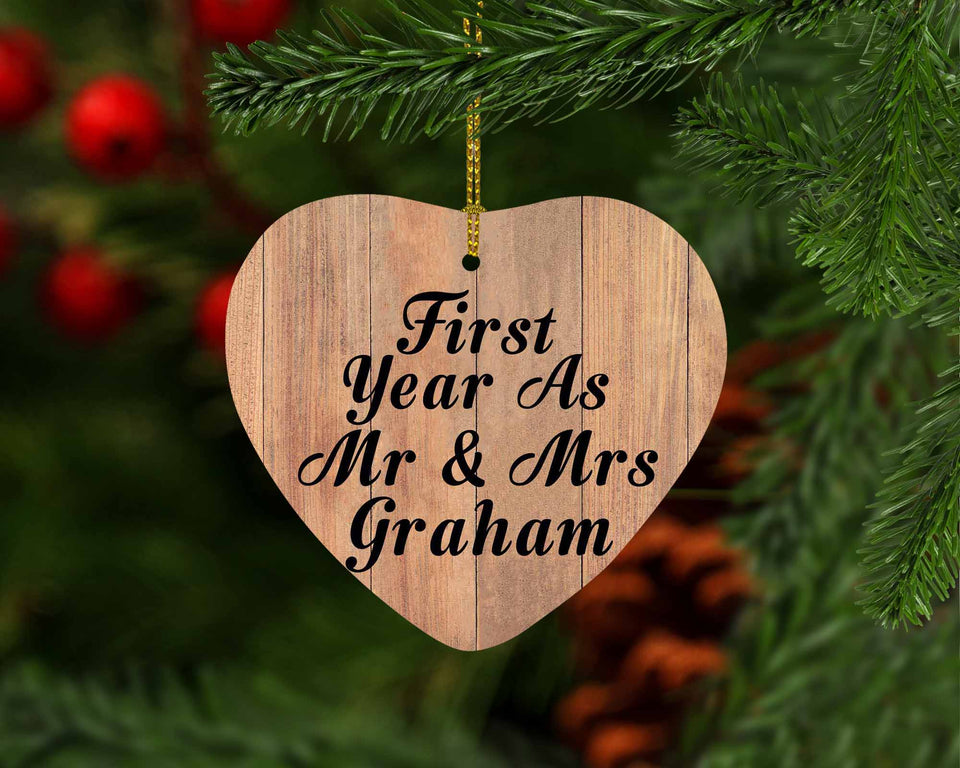 First Year As Mr & Mrs Graham - Heart Ornament C