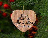 First Year As Mr & Mrs Graham - Heart Ornament C