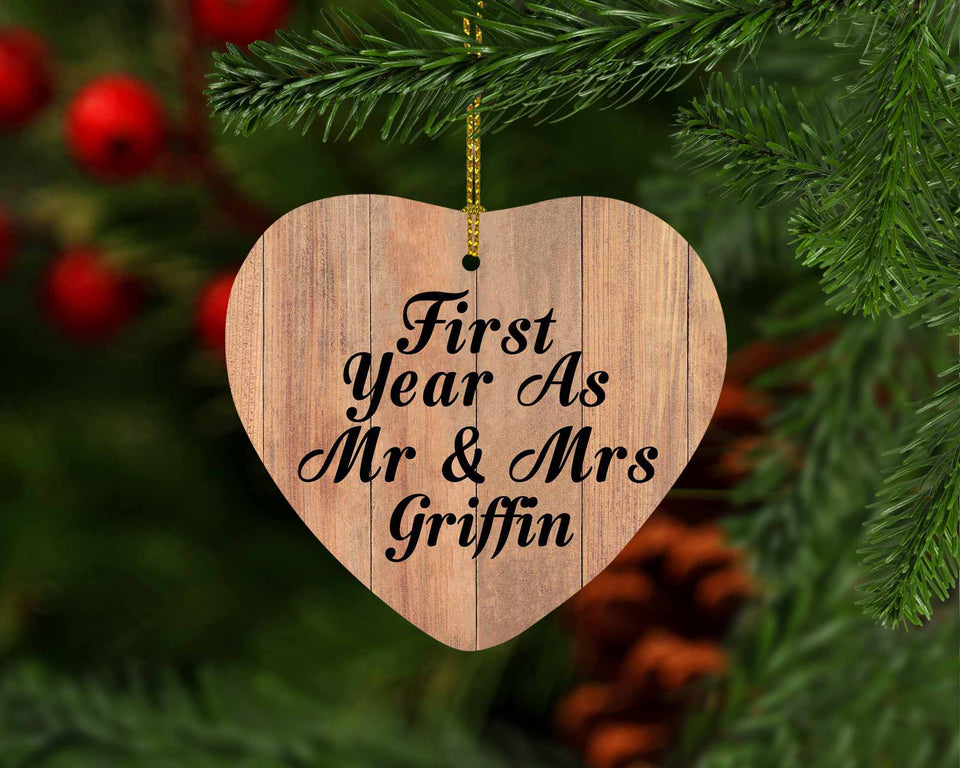 First Year As Mr & Mrs Griffin - Heart Ornament C