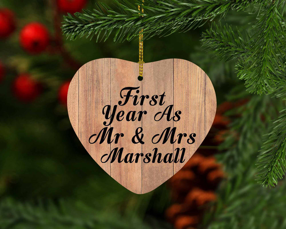 First Year As Mr & Mrs Marshall - Heart Ornament C