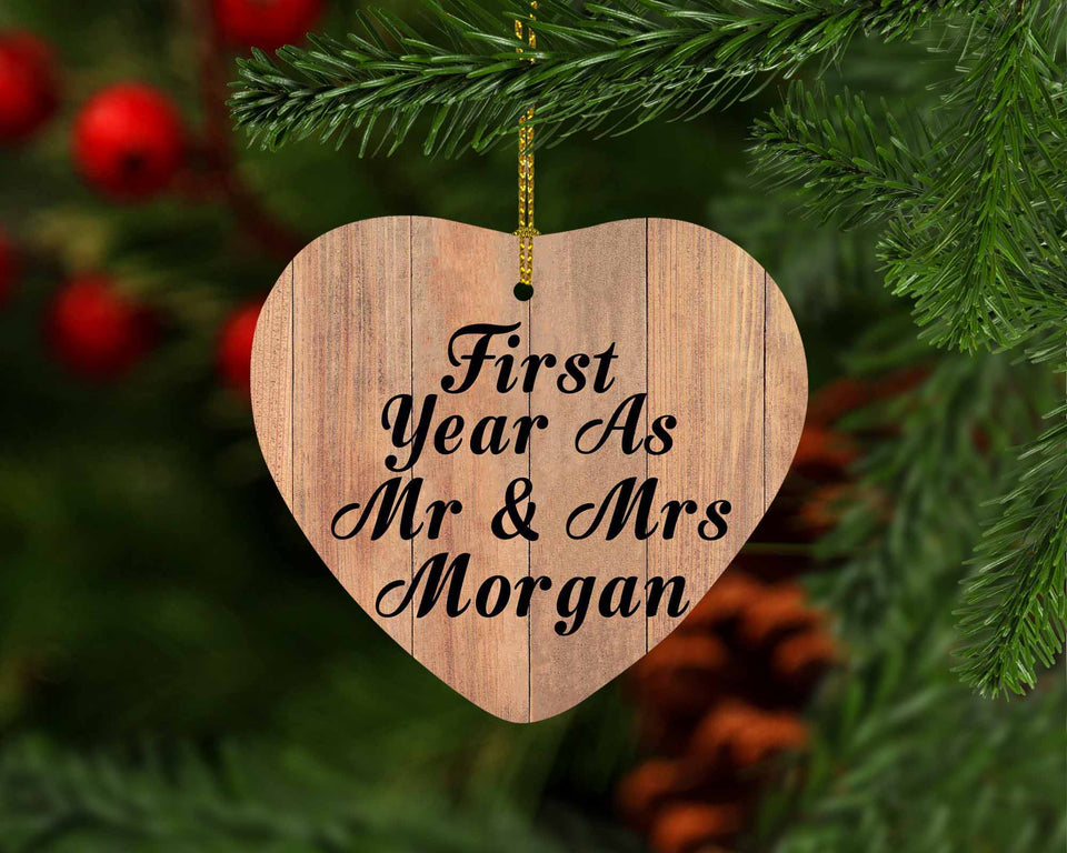 First Year As Mr & Mrs Morgan - Heart Ornament C