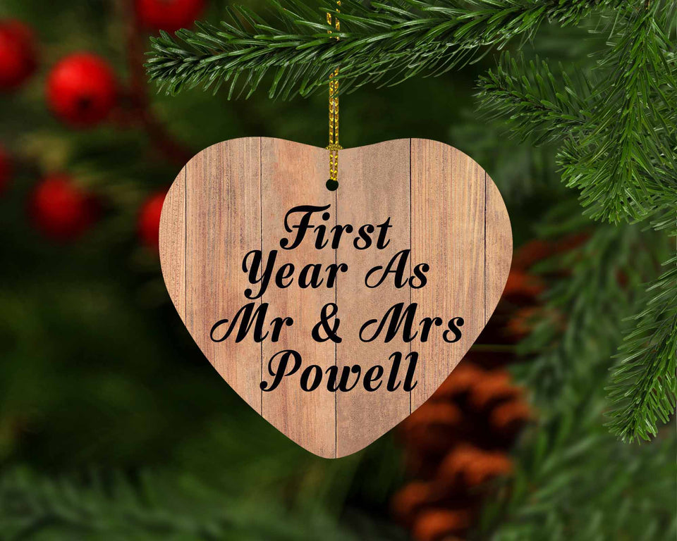 First Year As Mr & Mrs Powell - Heart Ornament C