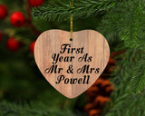 First Year As Mr & Mrs Powell - Heart Ornament C