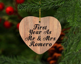 First Year As Mr & Mrs Romero - Heart Ornament C
