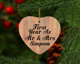 First Year As Mr & Mrs Simpson - Heart Ornament C