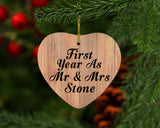 First Year As Mr & Mrs Stone - Heart Ornament C
