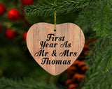 First Year As Mr & Mrs Thomas - Heart Ornament C
