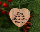 First Year As Mr & Mrs Warren - Heart Ornament C