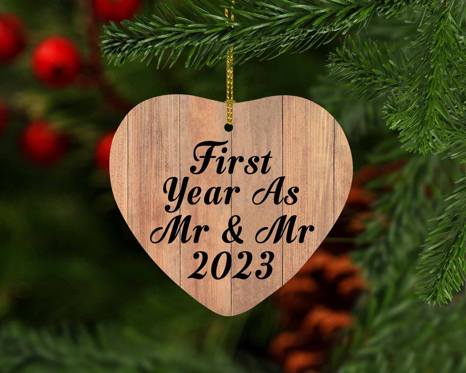 First Year As Mr & Mr 2023 - Heart Ornament C