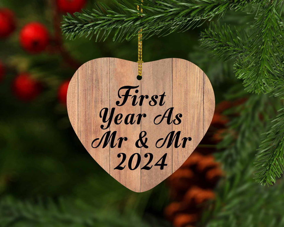 First Year As Mr & Mr 2024 - Heart Ornament C