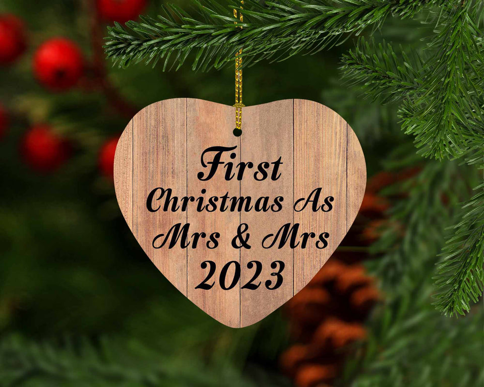 First Christmas As Mrs & Mrs 2023 - Heart Ornament C