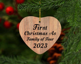 First Christmas As Family Of Four 2023 - Heart Ornament C
