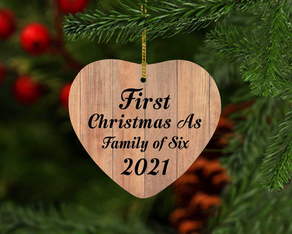 First Christmas As Family Of Six 2021 - Heart Ornament C