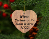 First Christmas As Family Of Three 2022 - Heart Ornament C