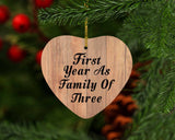 First Year As Family Of Three - Heart Ornament C