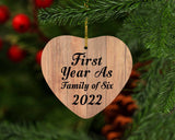 First Year As Family Of Six 2022 - Heart Ornament C