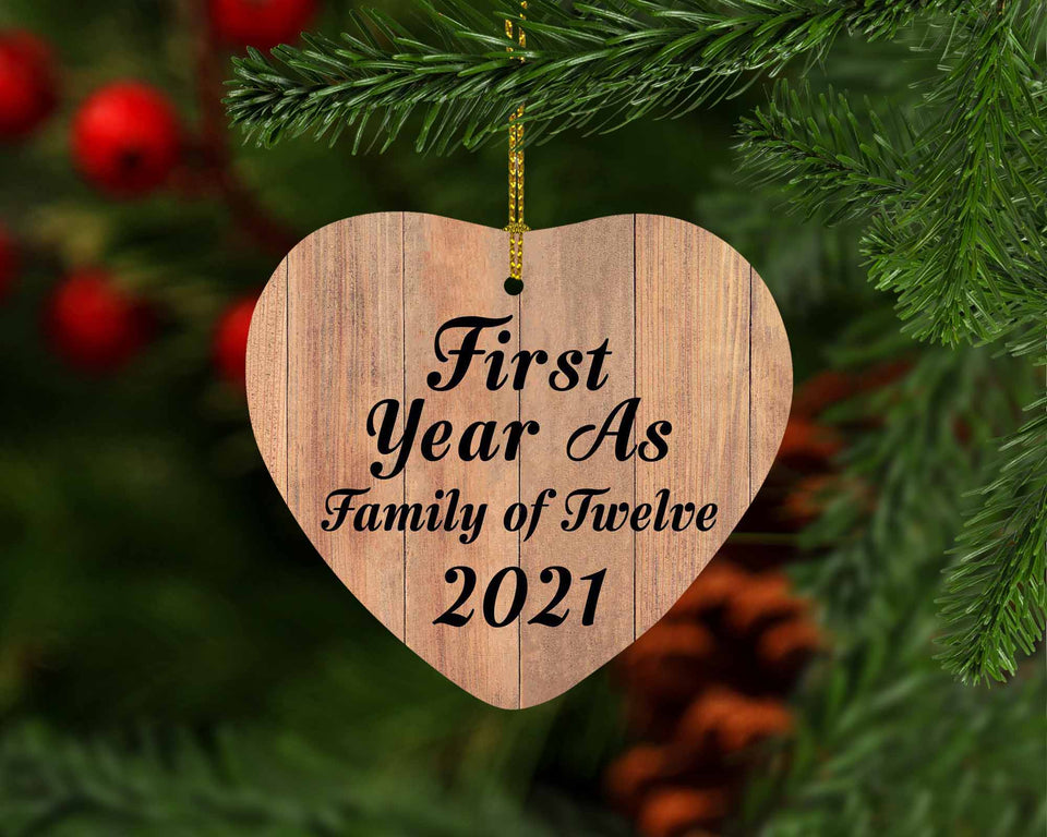 First Year As Family Of Twelve 2021 - Heart Ornament C