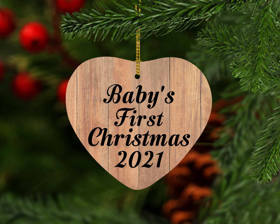 Baby's First Christmas 2021 - Heart Ornament C