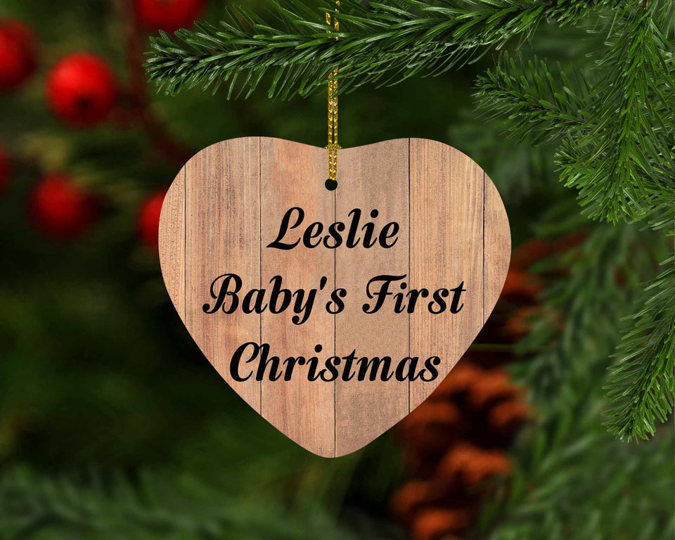 Leslie Baby's First Christmas - Heart Ornament C