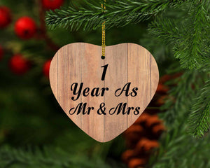 1 Year As Mr & Mrs - Heart Ornament C