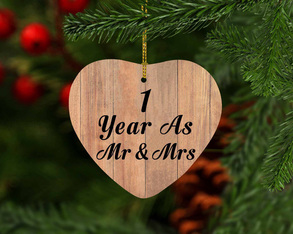 1 Year As Mr & Mrs - Heart Ornament C