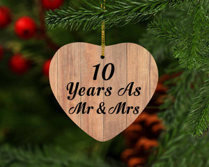10 Years As Mr & Mrs - Heart Ornament C