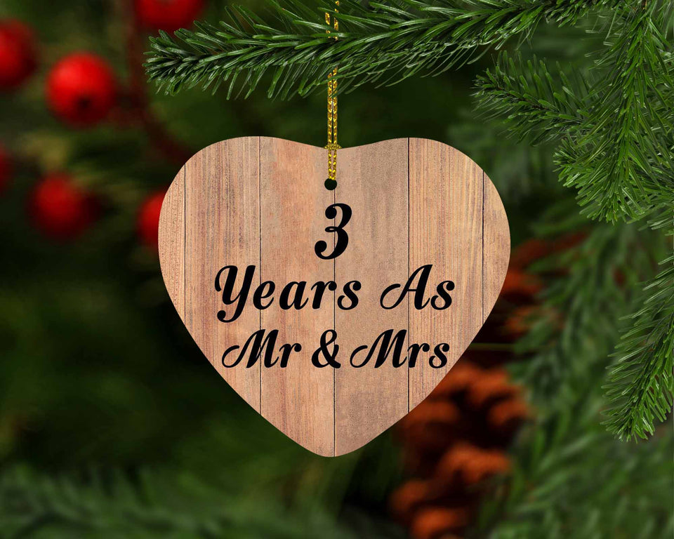 3 Years As Mr & Mrs - Heart Ornament C
