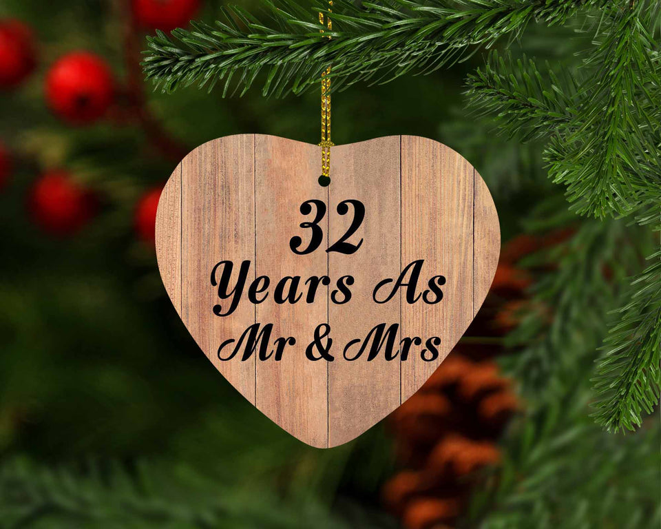 32 Years As Mr & Mrs - Heart Ornament C