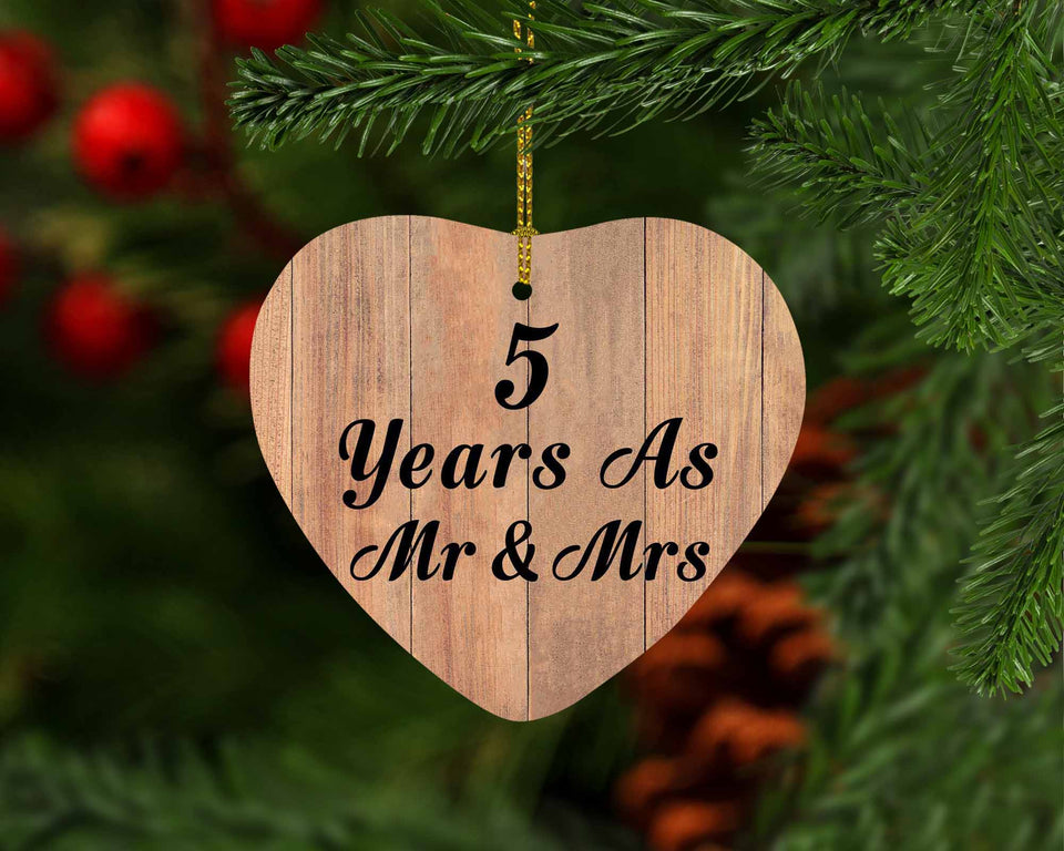 5 Years As Mr & Mrs - Heart Ornament C