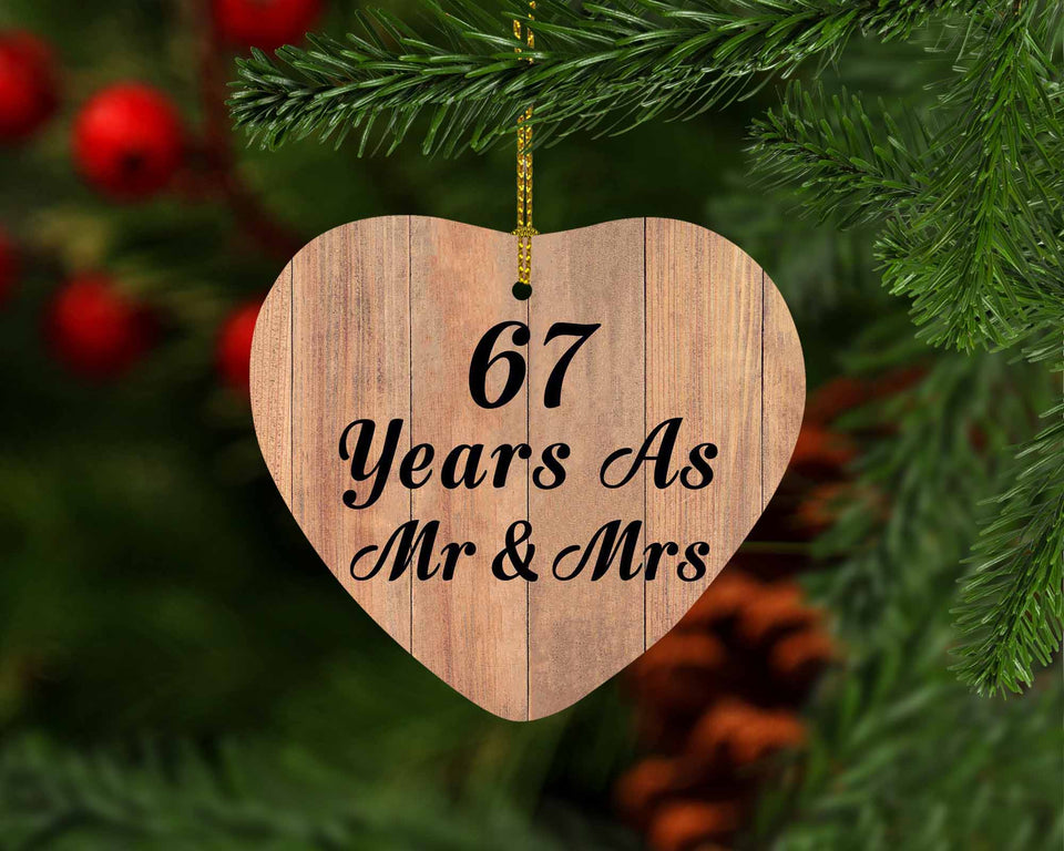 67 Years As Mr & Mrs - Heart Ornament C