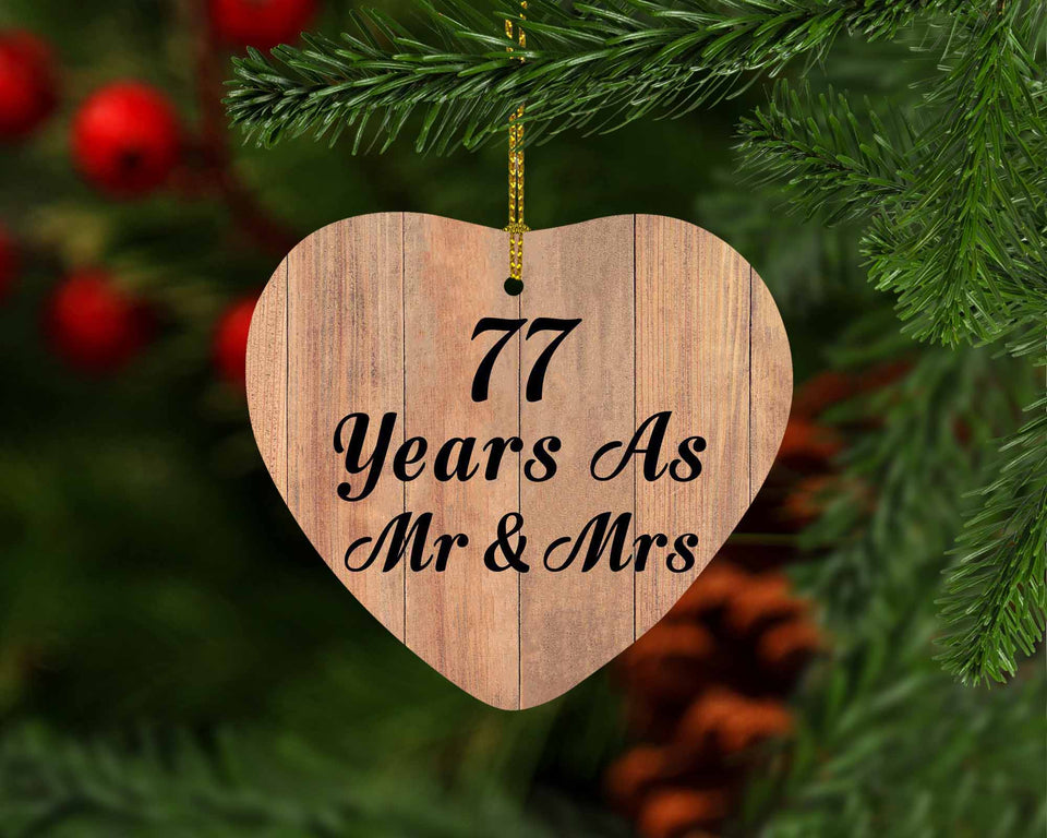 77 Years As Mr & Mrs - Heart Ornament C