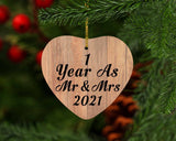 1 Year As Mr & Mrs 2021 - Heart Ornament C