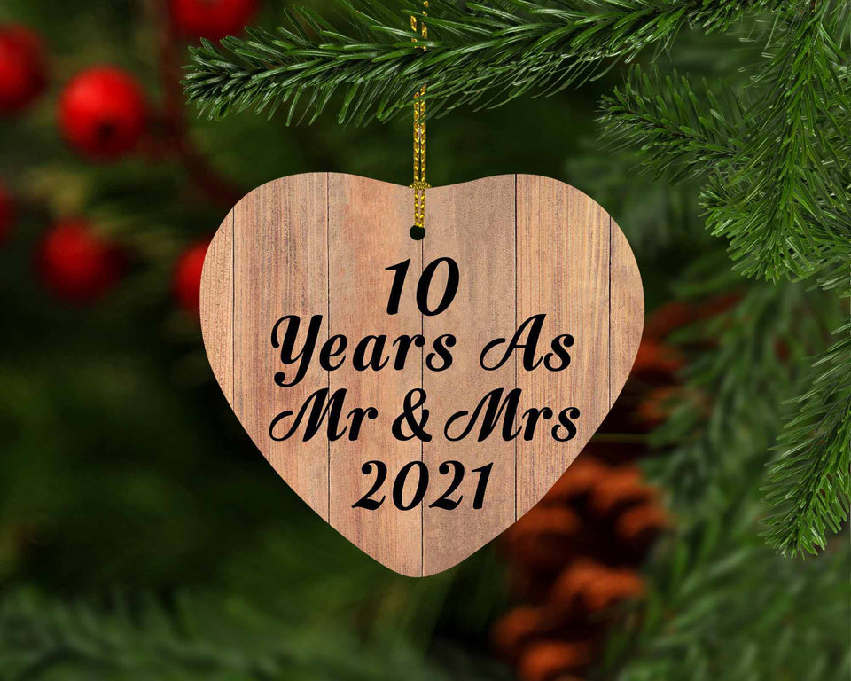 10 Years As Mr & Mrs 2021 - Heart Ornament C